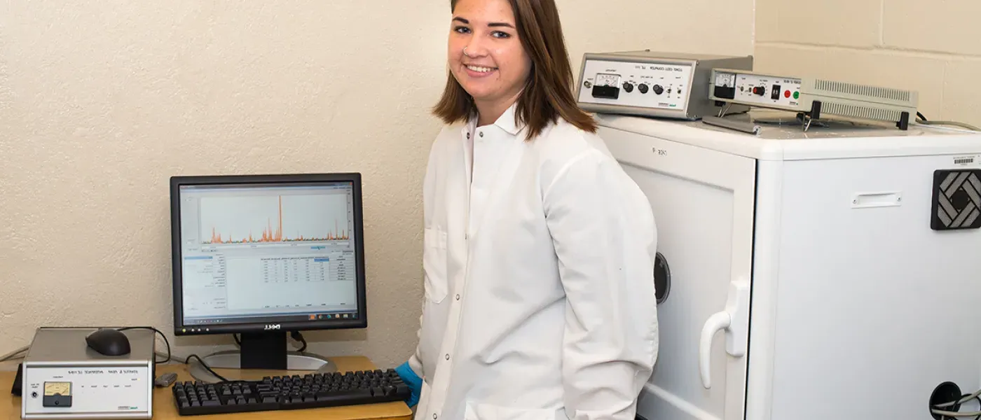 A student working in the Burman Lab